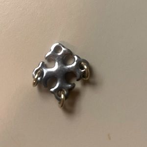 LEE BREVARD PEWTER CROSS WITH GOLD HOOPS